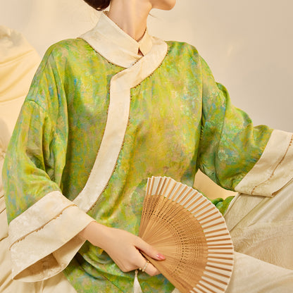 Early Autumn New Chinese Style Silk Lace-Up Short Coat | Retro Thin Top for Women