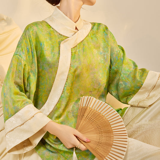 Early Autumn New Chinese Style Silk Lace-Up Short Coat | Retro Thin Top for Women