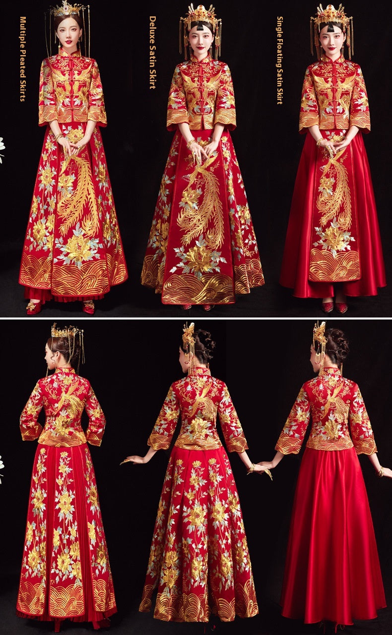 Xiuhe Wedding Dress Bride Plus Size Dragon Phoenix Gown Set