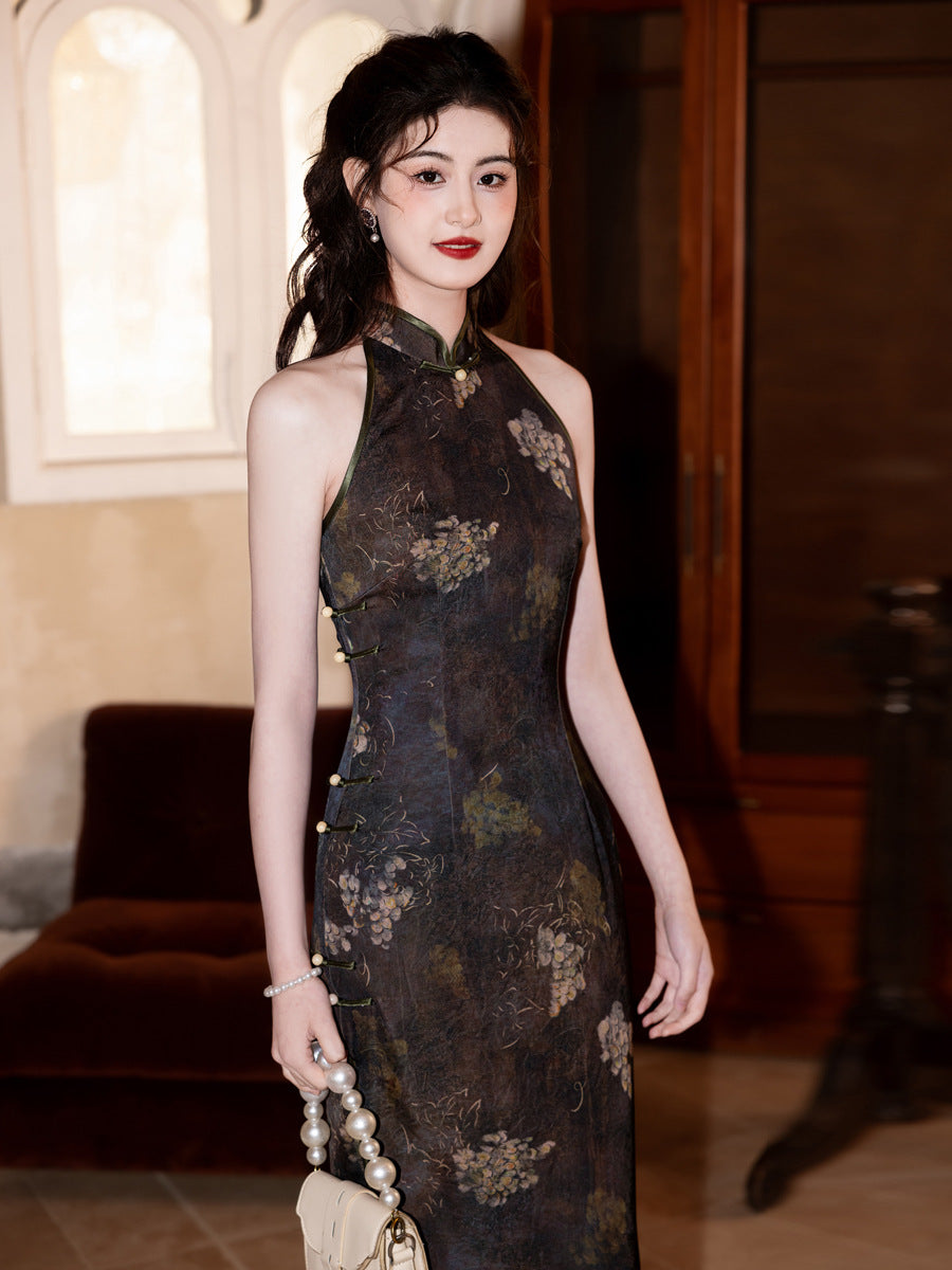 Elegant Slim Fit Cheongsam – 2025 Black Retro Qipao