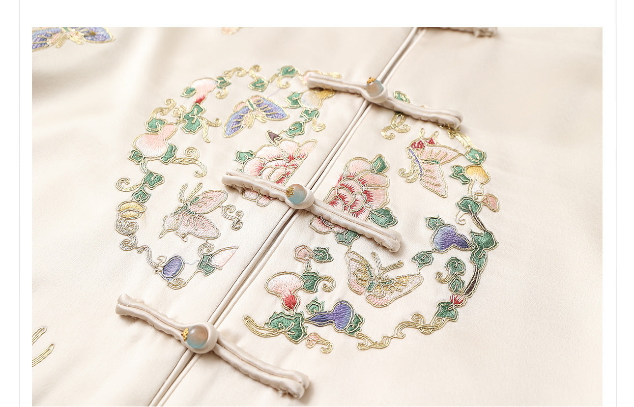 2026 Autumn New Chinese Style Printed Embroidered Acetate Coat for Women