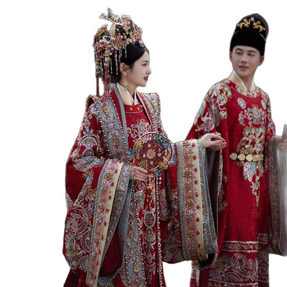Ming Dynasty Hanfu Wedding Dress Set – Bride Phoenix Crown Xianpei