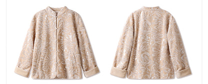 New Chinese Satin Floral Sequin Button Light Luxury Loose Coat