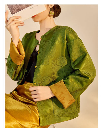 New Chinese Style Reversible Jacquard Elegant Top