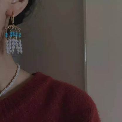 Famous Actor Style Earrings | Exquisite Ancient Imitation Pearl Tassel Gift