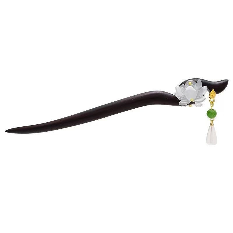 Lotus Sandalwood Hairpin | Ancient Style Tassel Step Shake Accessory
