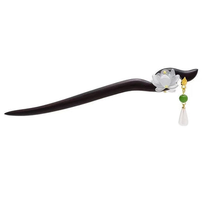 Lotus Sandalwood Hairpin | Ancient Style Tassel Step Shake Accessory