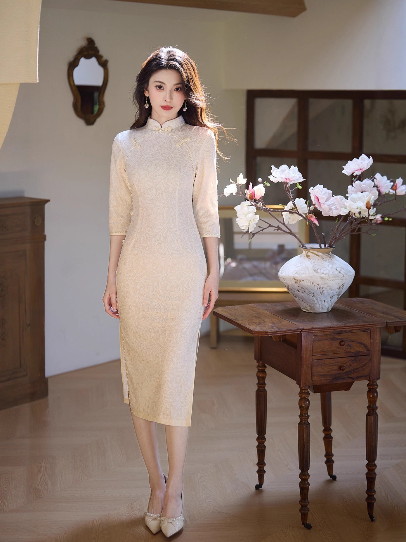 New Chinese Style Qipao – Improved Elegant Daily Engagement Dress