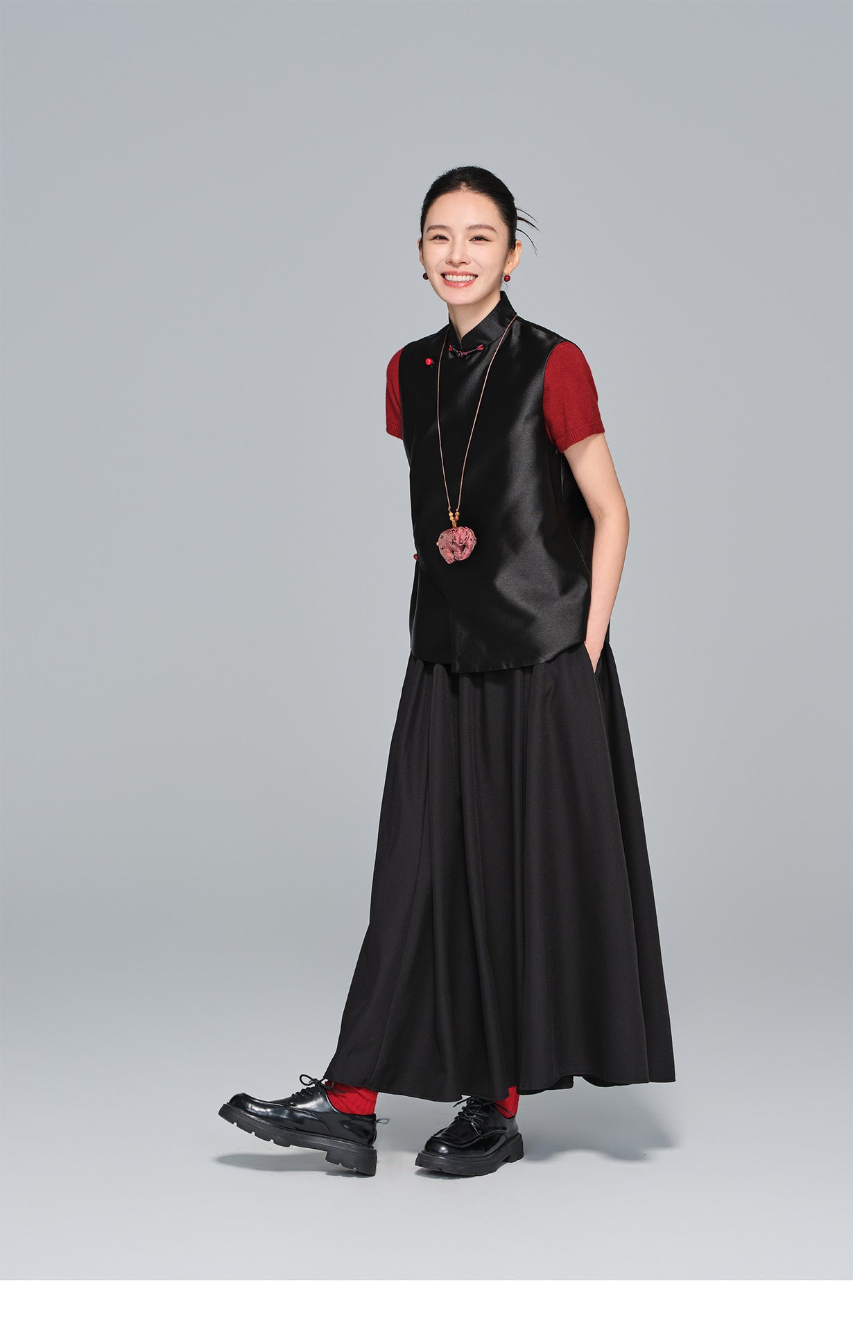 Slimming Vintage Half Skirt with Wide Hem for Women