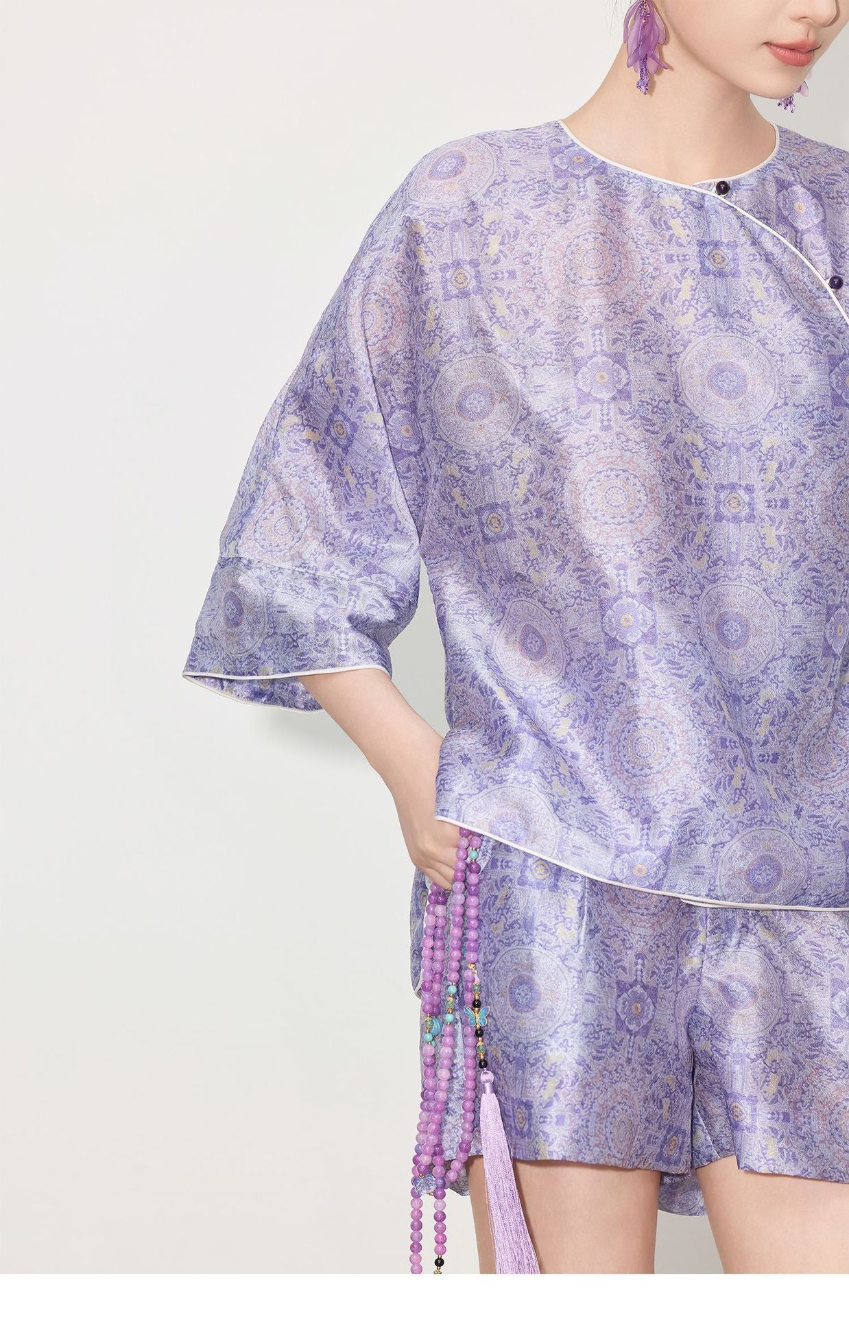 Chinese Style Asymmetrical Shirt & Shorts Set New Summer Casual Outfit