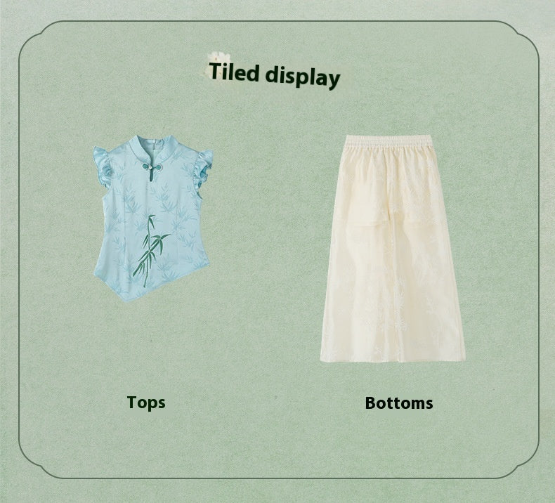Children’s Chinese Summer Set — Shirt Top & Loose Wide-Leg Pants
