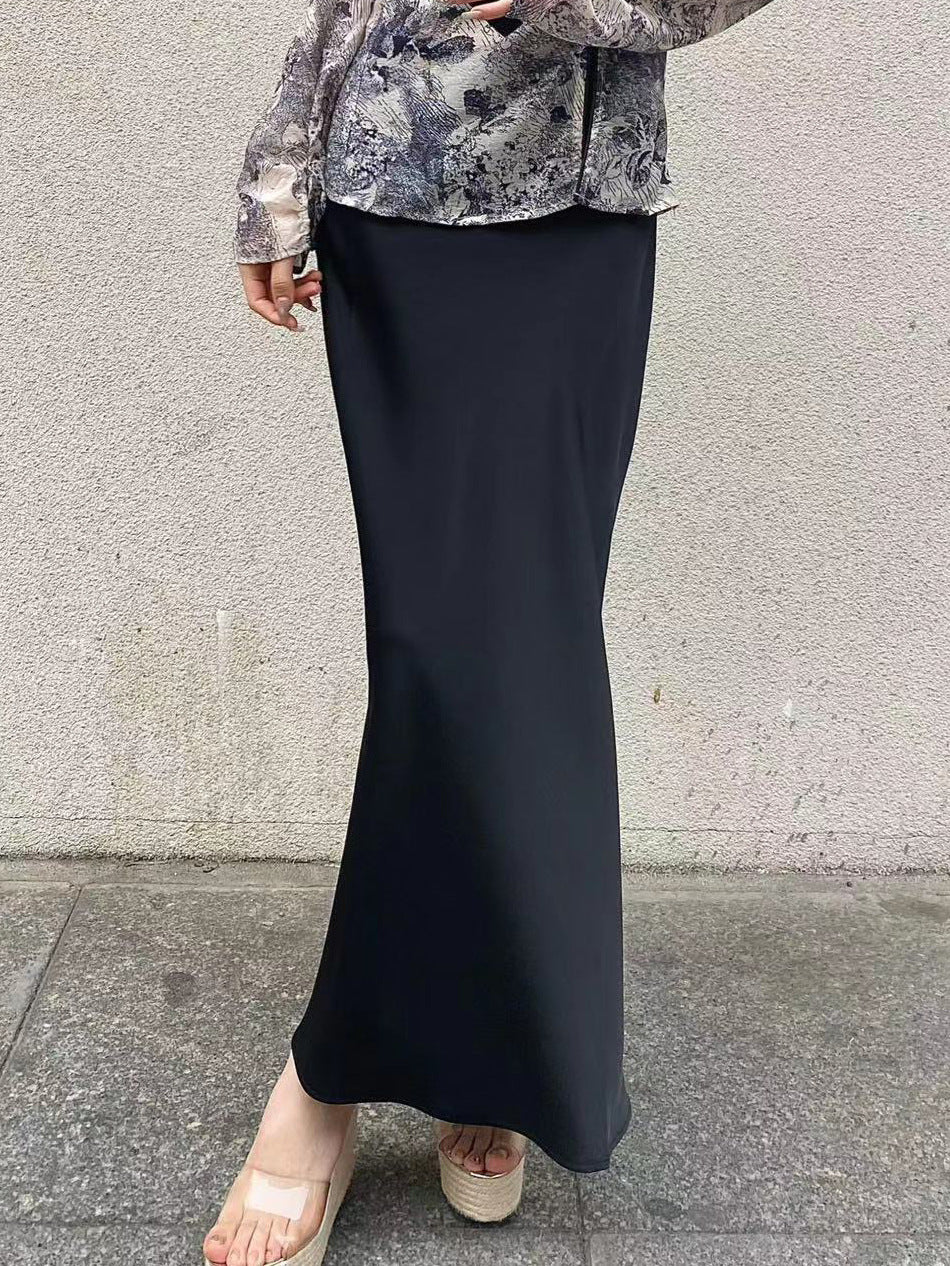 Chic Glossy Satin Mermaid Half Skirt, High-End Design