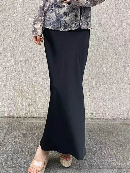 Chic Glossy Satin Mermaid Half Skirt, High-End Design