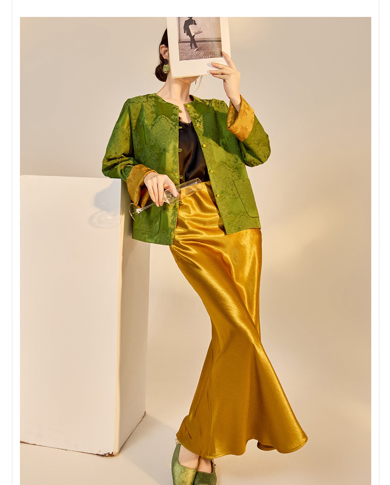 New Chinese Style Reversible Jacquard Elegant Top