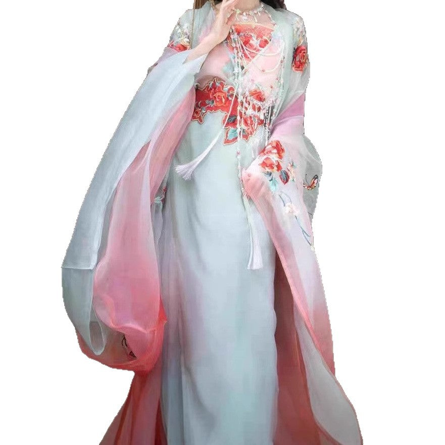 Original Hanfu Set Women's Heavy Embroidery Rose Manor Fairy Style