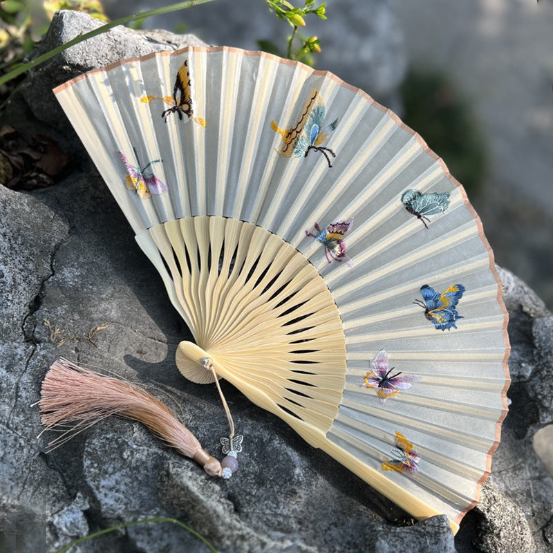 Handmade Suzhou Embroidery Folding Fan — Chinese Style Craft Gift