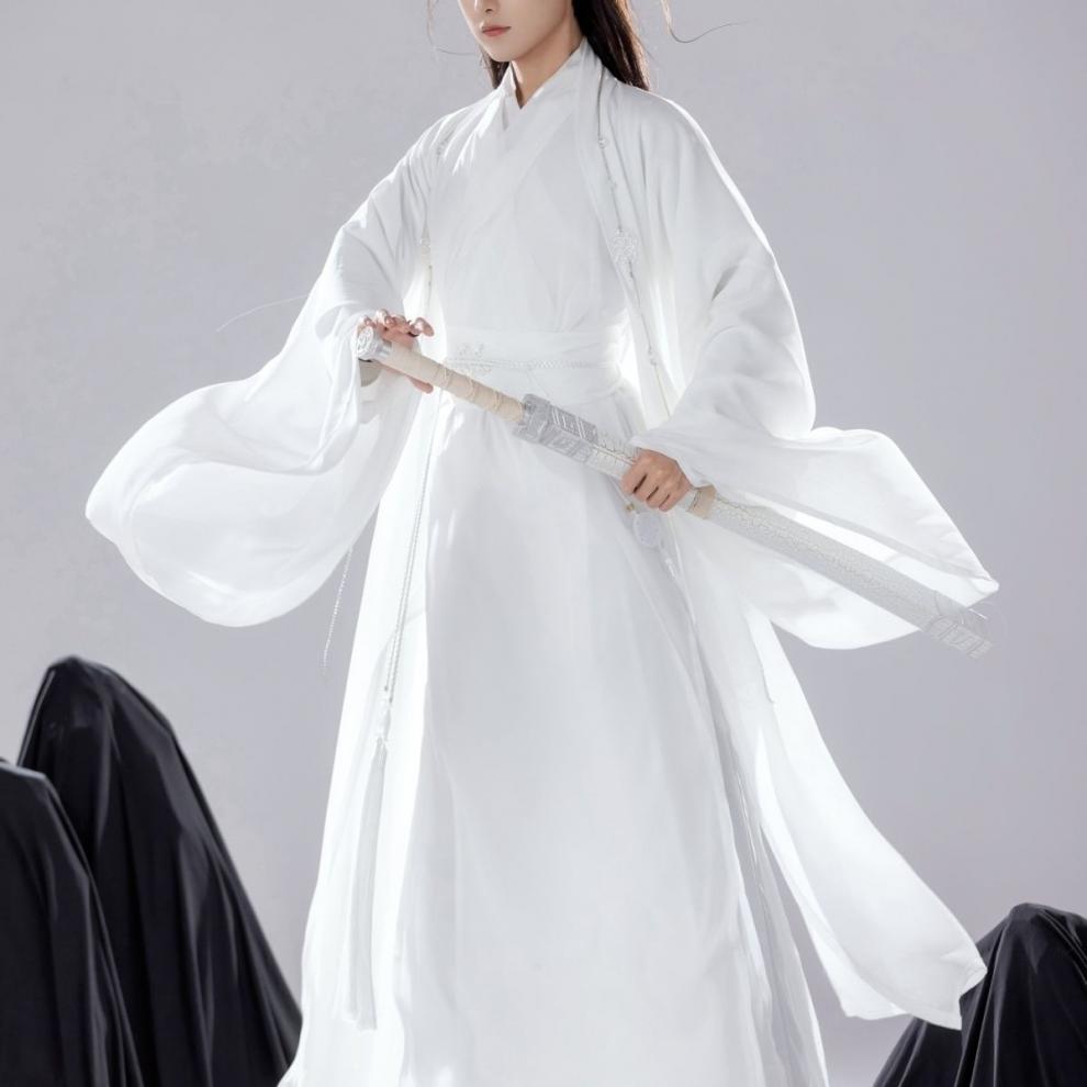 Elegant Gentleman Hanfu Mens Fairy Style Ancient Costume Large Sleeve Shirt