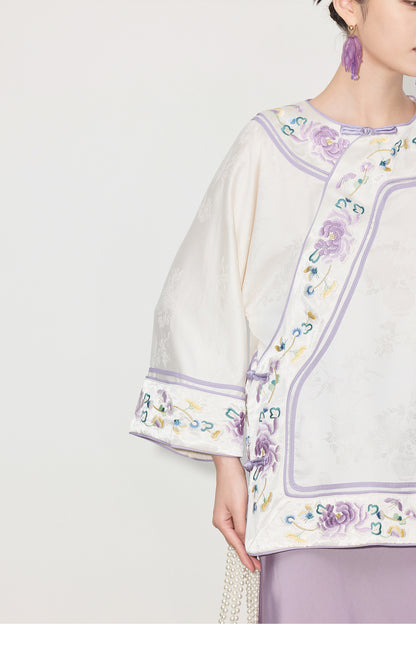 Chinese Style Jacquard Embroidery Coat for Women