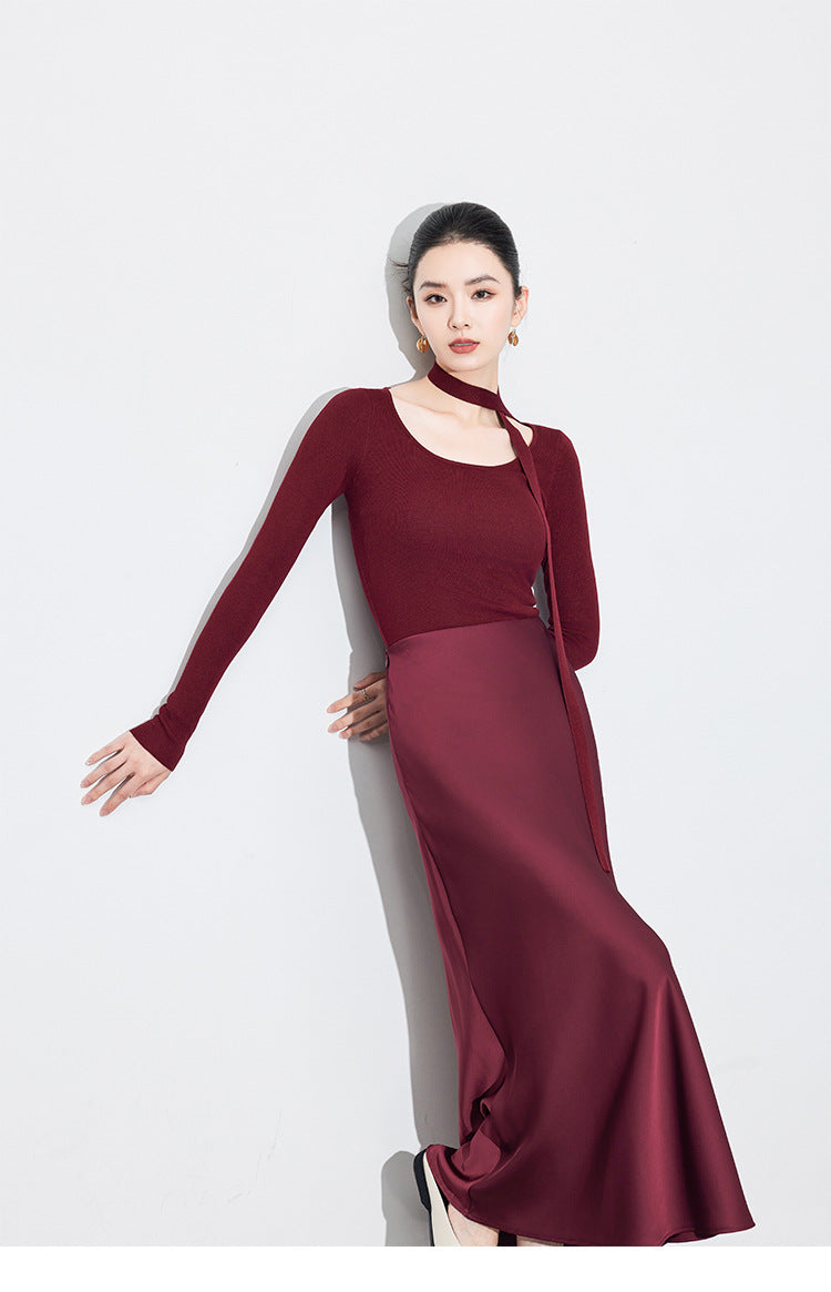 Chic High-End Acetate Midi Mermaid Skirt