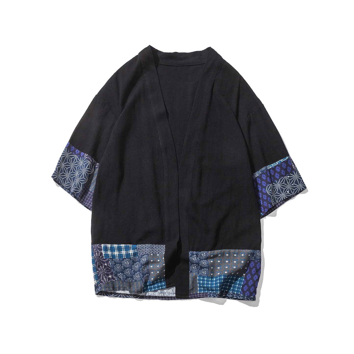 Summer Chinese Hanfu Cardigan Men’s Cotton Linen Patchwork Robe