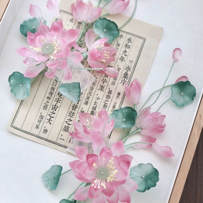 Lotus Flower Hair Clips New Chinese Style Hanfu Cheongsam Accessories