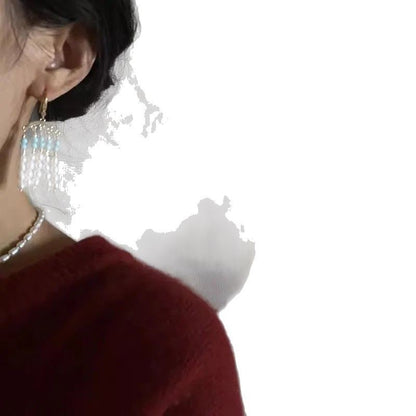 Famous Actor Style Earrings | Exquisite Ancient Imitation Pearl Tassel Gift