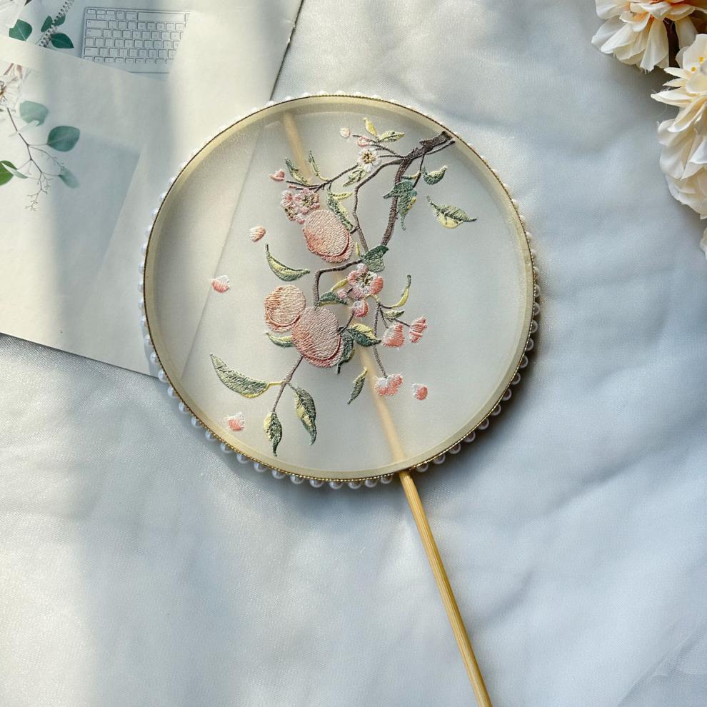 Ancient Style Tassel Round Fan — Hanfu Dance Fan for Adults & Kids