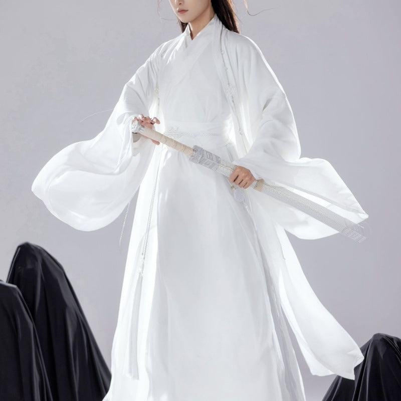 Elegant Gentleman Hanfu Mens Fairy Style Ancient Costume Large Sleeve Shirt