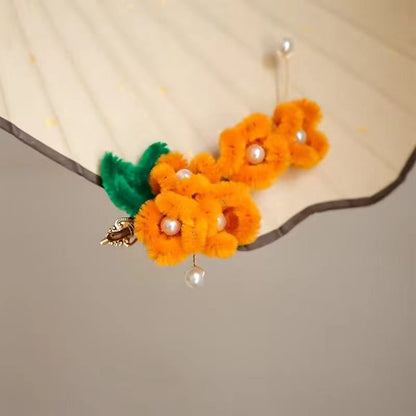 Osmanthus bunny imitation velvet flower hairpin side clip