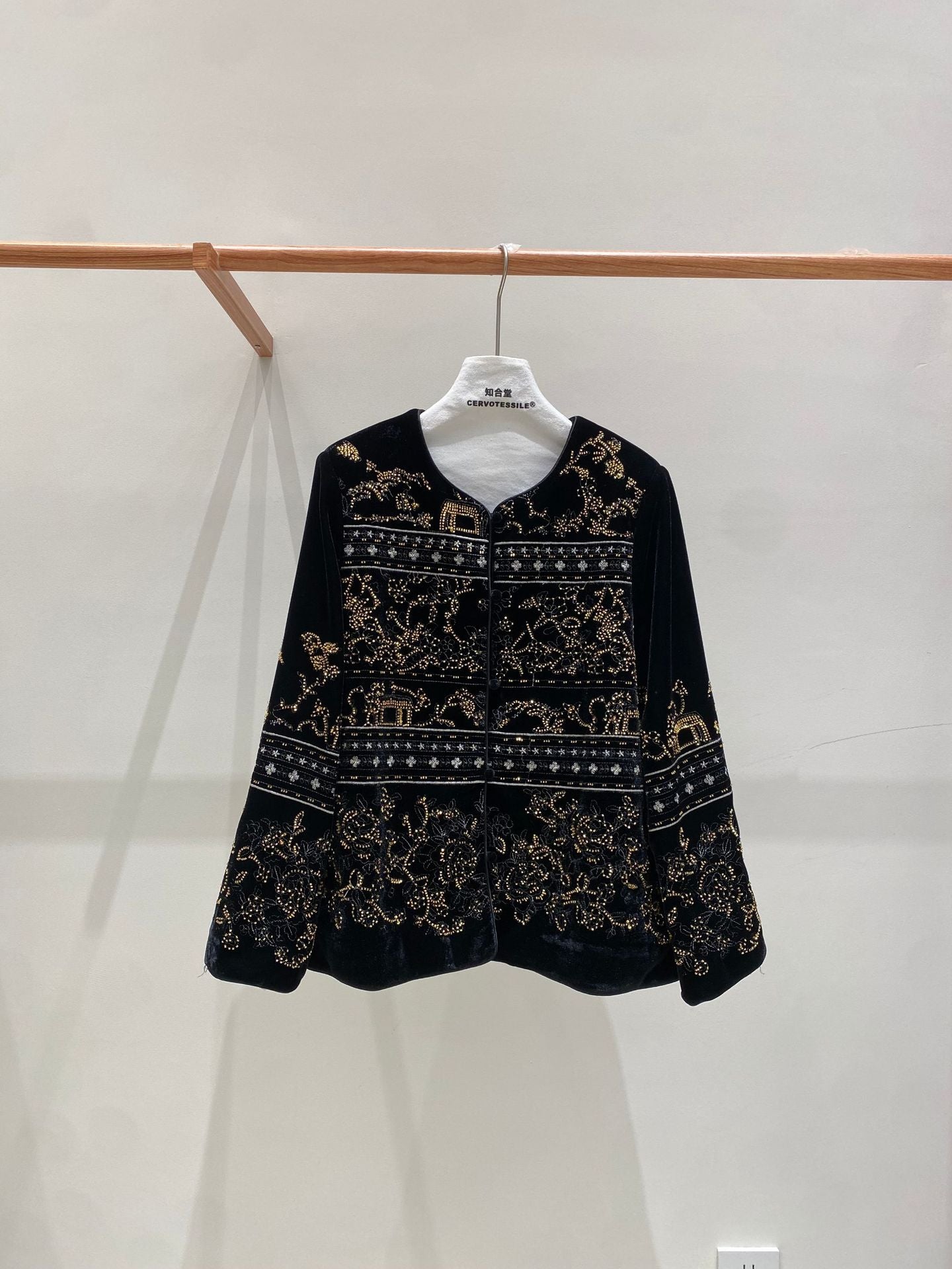 High-End Vintage Velvet Beaded Jacket New Chinese Style Women