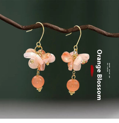 Ancient Style Orange Blossom Earrings | Elegant Trendy Chinese Style Jewelry