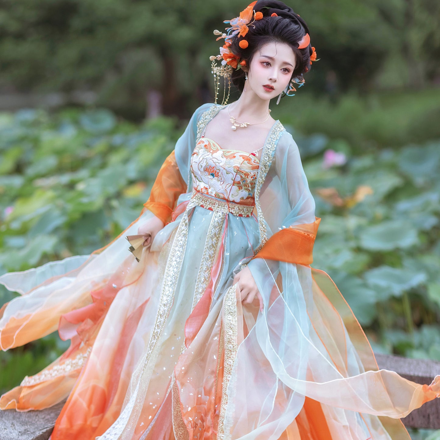 Koi Spirit Hanfu Costume — Qi Chest Skirt & National Style Summer Dress