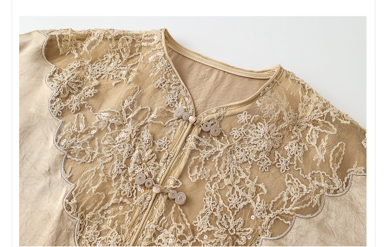 New Chinese Style Embroidered Jacket Skirt Set | Heavy Bead Lace Patchwork