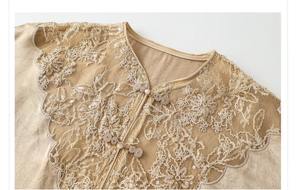 New Chinese Style Embroidered Jacket Skirt Set | Heavy Bead Lace Patchwork