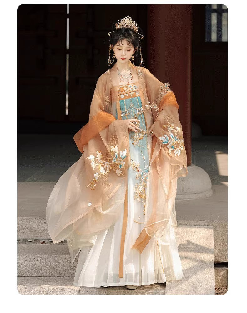 Oriental Ancient Hanfu — Chest-High Ru Skirt & Heavy Embroidery Outfit