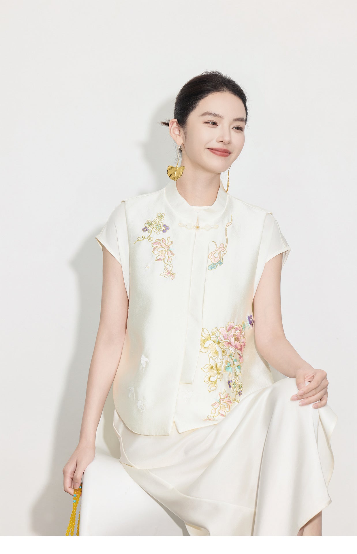 Elegant Chinese Style Design Sense Vest Top