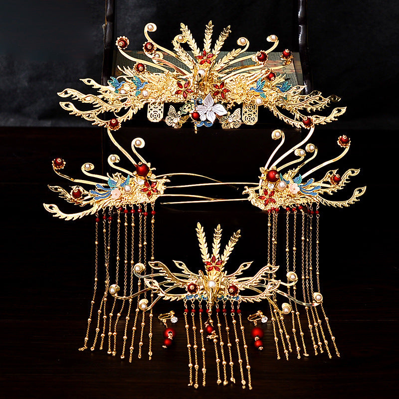 Xiuhe Clothing Phoenix Crown Xiapai Bride Dragon Phoenix Gown Headwear