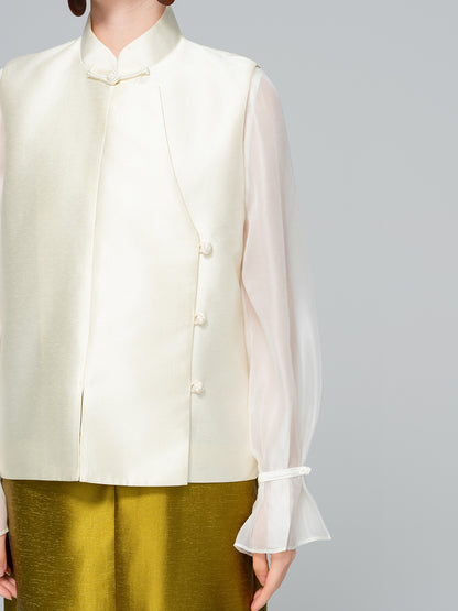 Layered Sleeveless Vest with Side Slit for Women