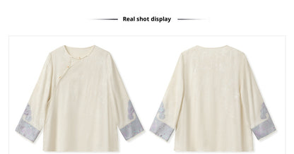 2025 New Chinese Style Elegant Jacquard Shirt | High-End Embroidered Button Top
