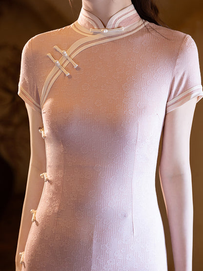 Pink Improved Cheongsam – Youth Elegant Daily Dress