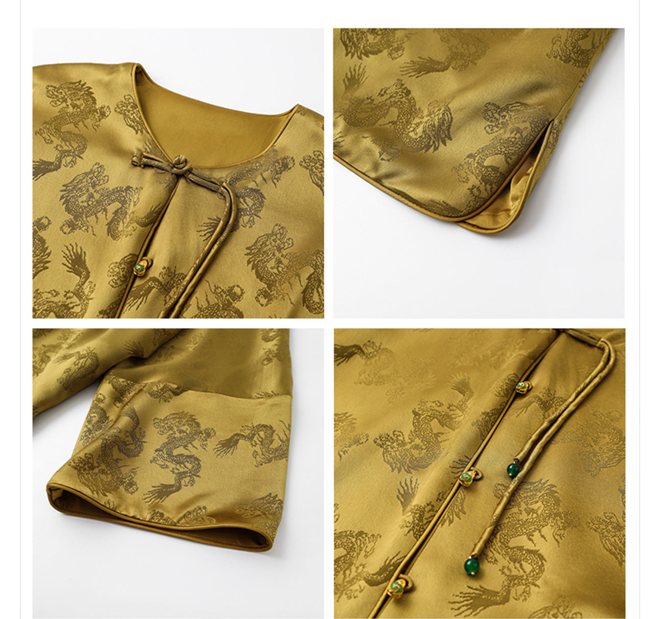 New Chinese Old Money Style Dragon Embroidered Acetate Luxury Coat