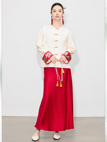 Stylish National Style Embroidered Top for Women