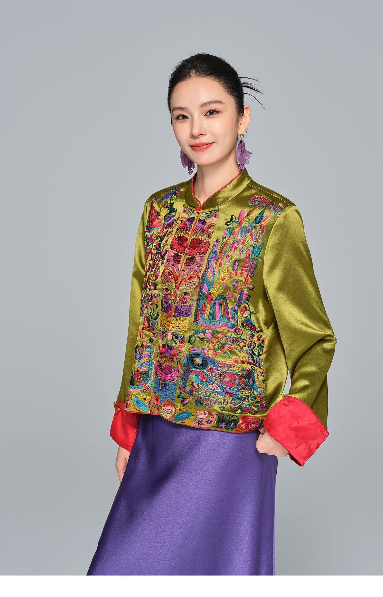 Stylish Embroidered Acetate Jacket