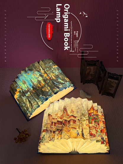 Creative 3D Night Light Foldable Fan Book Lamp for Bedroom