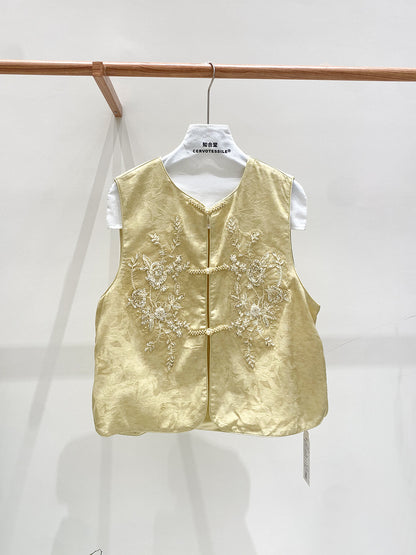 Sophisticated Sleeveless Retro Silk Vest