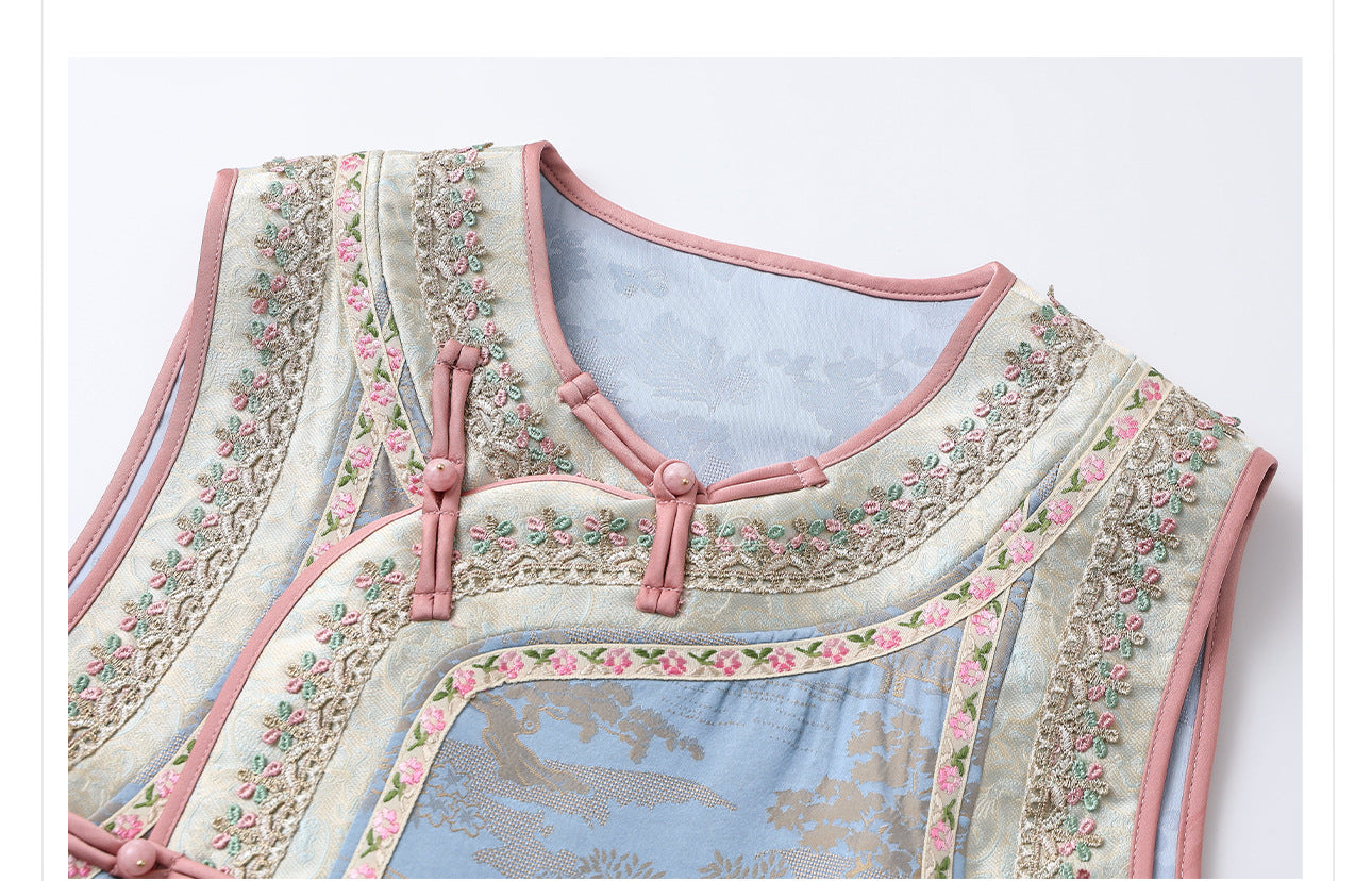 New Chinese Style Heavy Embroidery Rayon Vest for Women