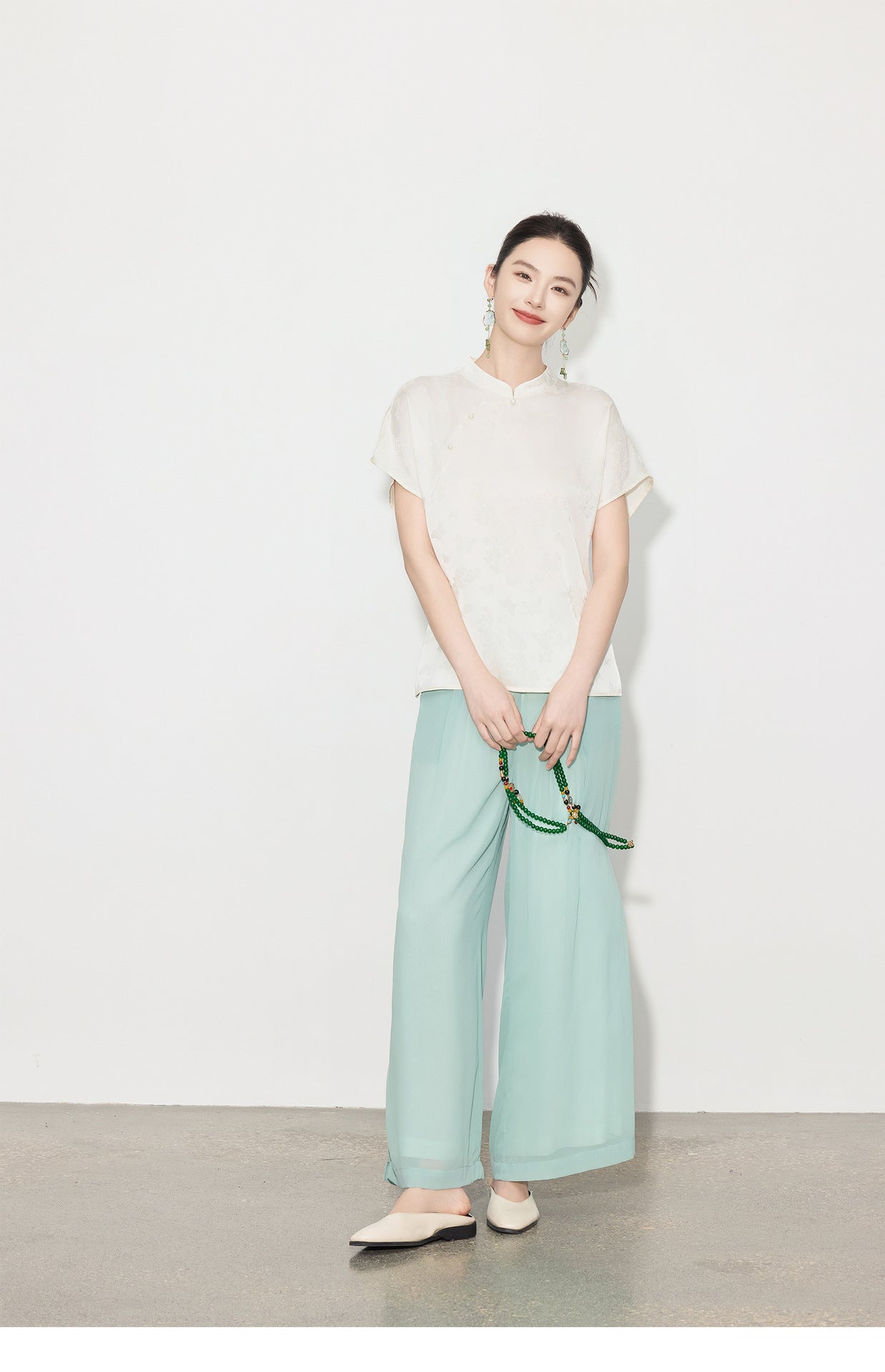 High-Waist Wide-Leg Draped Pants for Women