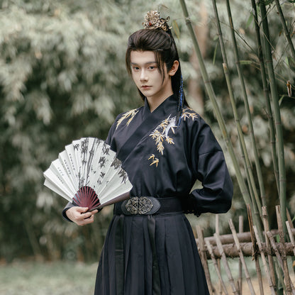 Men's Black Hanfu Wei Jin Swordsman Style Ancient Chinese Outfit