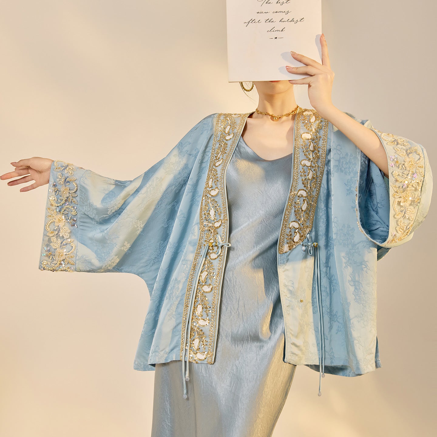 High-End National Style Beaded Jacket | Elegant Light Luxury Jacquard Top