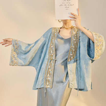 High-End National Style Beaded Jacket | Elegant Light Luxury Jacquard Top